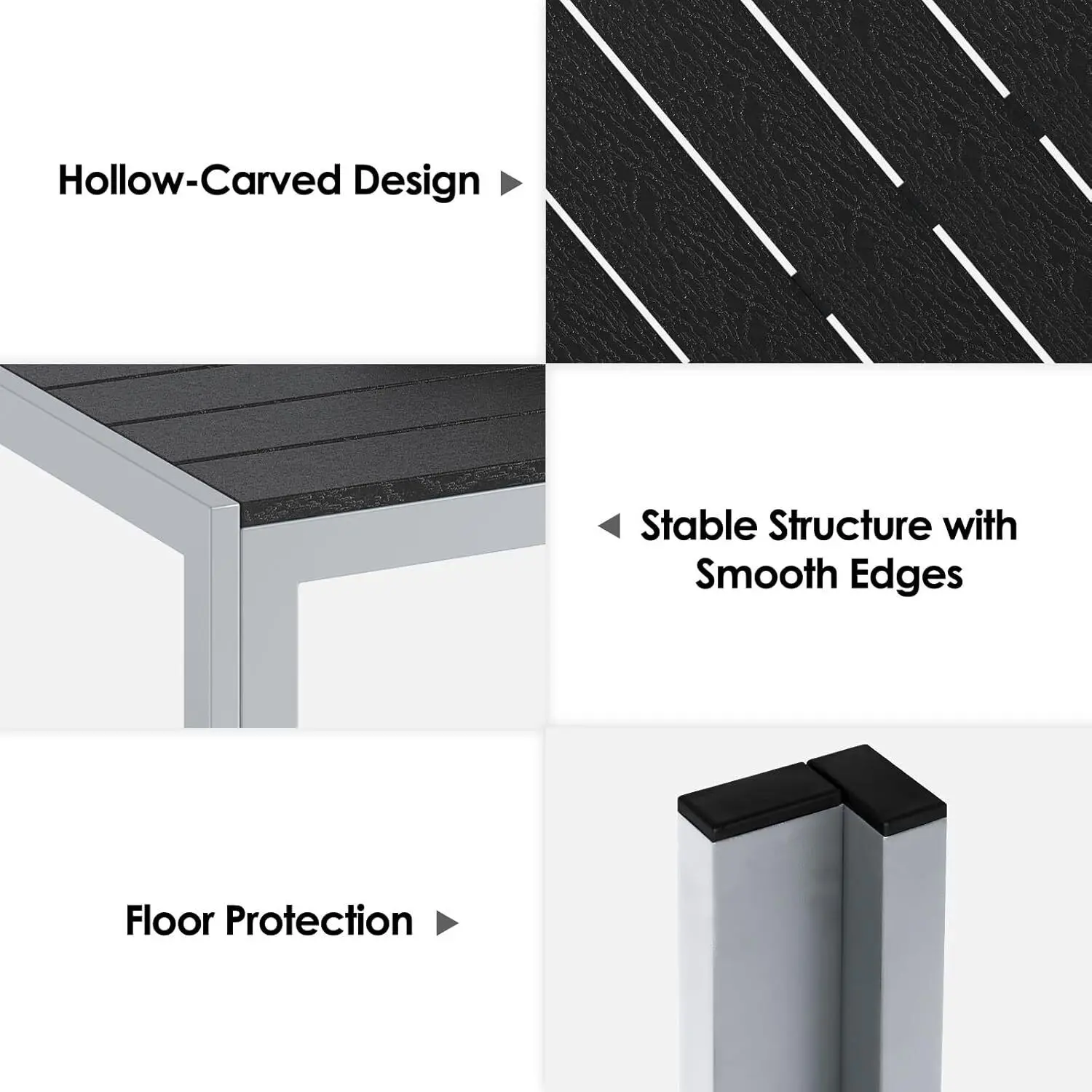 Aluminum Outdoor Dining Table, Patio Metal Slatted Table, Weather Resistant 110x70x73cm Large Rectangular, Yard, Garden, Porch