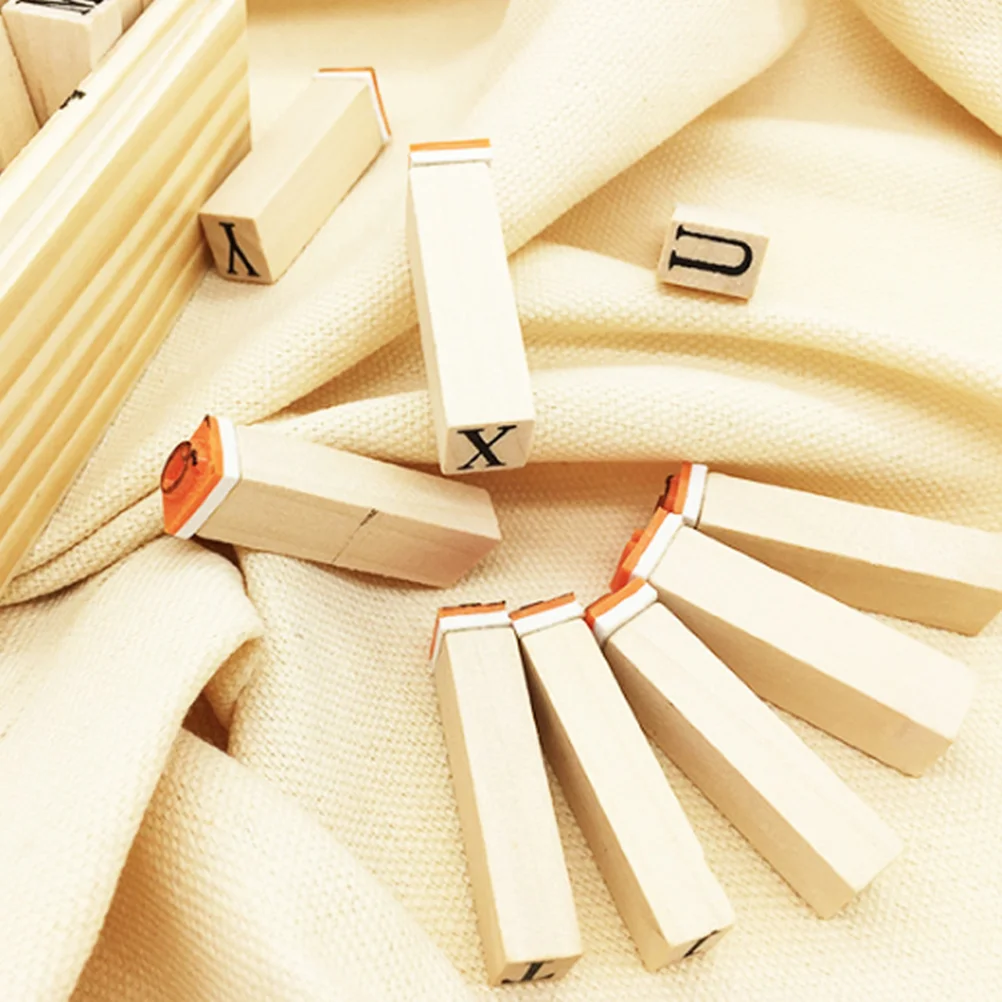 일기장 카드 우표 공예, ABC 나무 장착 고무 알파벳 문자 수첩