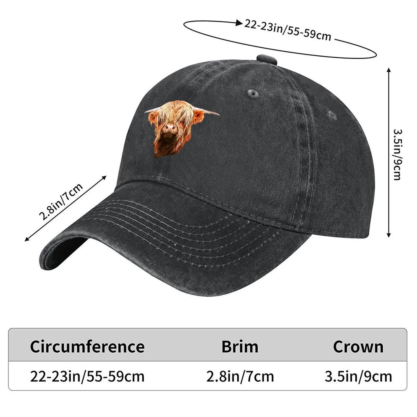 Berretto Baseball Unisex Con Stampia Mucca Delle Highland - Regolabile, Nero, Traspirante