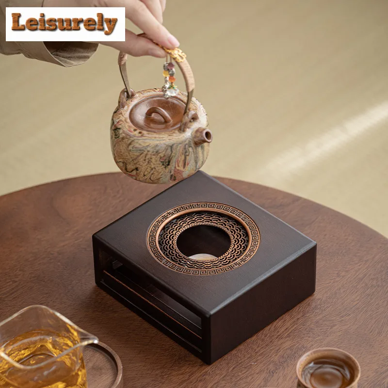 Chinese Bamboo Teapot Warmer Coffee Pots Candle Base Heater Stove Teapot Tea Stove Milk Warmer Stand Kung Fu Set Accessories