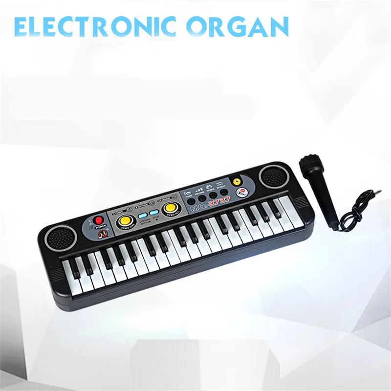 Kids Musical Instrument Toys Piano Mini 37 Keys Electone Keyboard With Microphone Childrens Learning Educational Puzzle Toys 2