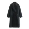 UNIZERA 2023 Winter New Product Women's Fashion and Casual Versatile Flip Collar Double breasted Button Long Woolen Coat Coat Co 4