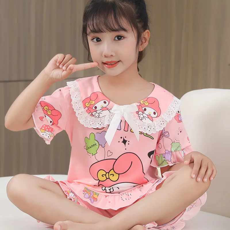 Cinnamorolls Summer Children's Pyjamas Pajamas Girls Set Girls Short Sleeve Thin Cute Cartoon Princess Style Summer Home Wear