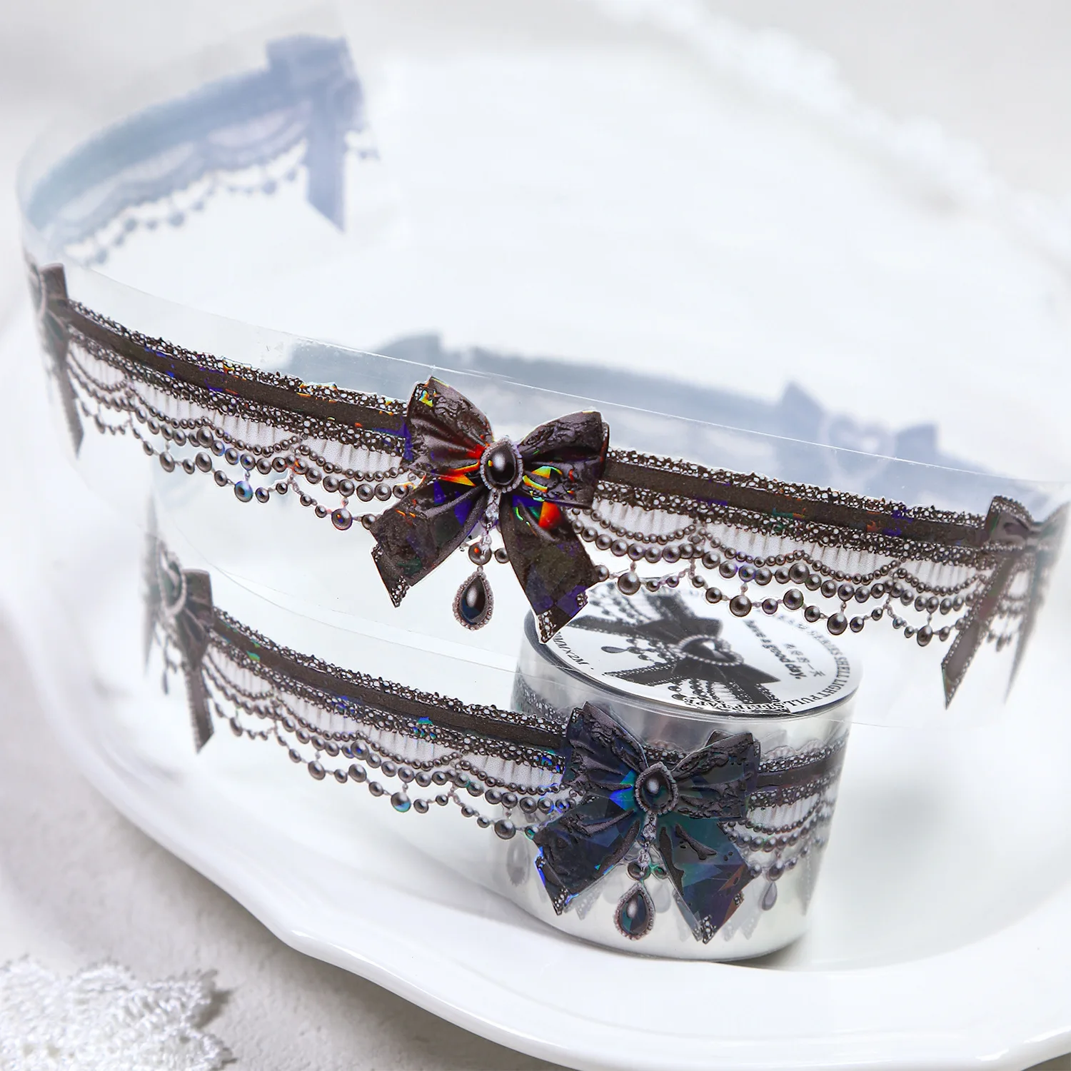 1개/1세트 장 접착 테이프 레이스 비즈 커튼 드림 저널 DIY 종이 일본식 마스킹 스크랩북 스티커