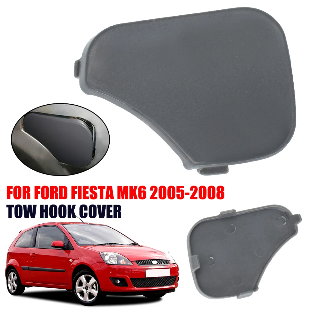 

1x Car Front Bumper Tow Hook Cover For Ford Fiesta MK6 2005 2006 2007 2008 Towing Eye Cap 1375861 6S6117A989AA Auto Replacement