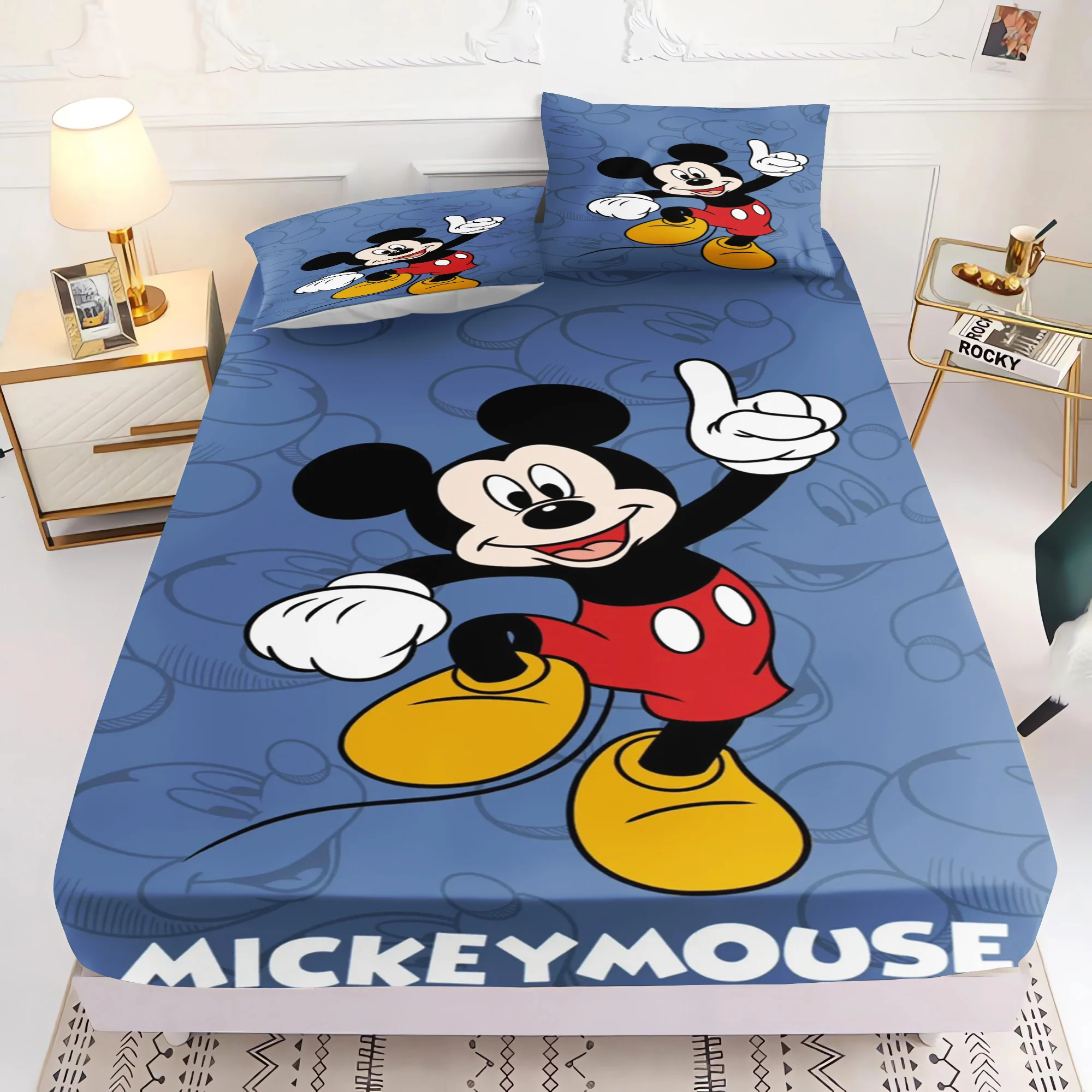 Mickey 3d Children'S Bedding Set Fitted Sheet 100% Polyester With Pillowcase Suitable For Children And Adults Anime Printed