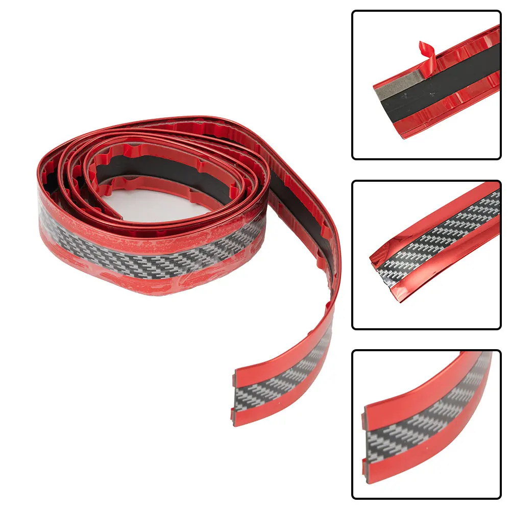 

1 Roll Car Carbon Fiber Edge Guard Strip 1 Meter 3cm Crash Strips Red Side Skirt Door Sill Protector Exterior Accessories