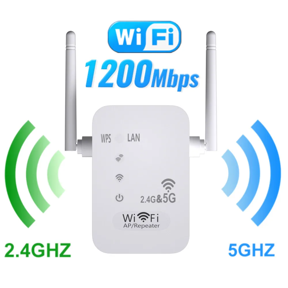 Nuovo Ripetitore Wifi Wireless 2.4G 5Ghz Dual Wifi Signal Booster Amplificatore Wifi 1200Mbps 5G Wi-Fi Extender A Lungo Raggio Wi Fi Booster