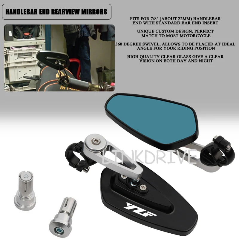 

for Yamaha YZF R3 R25 R6 R1 R125 250 7/8"22MM Motorcycle Mirror CNC Aluninum Handlebar End Rearview Mirrors