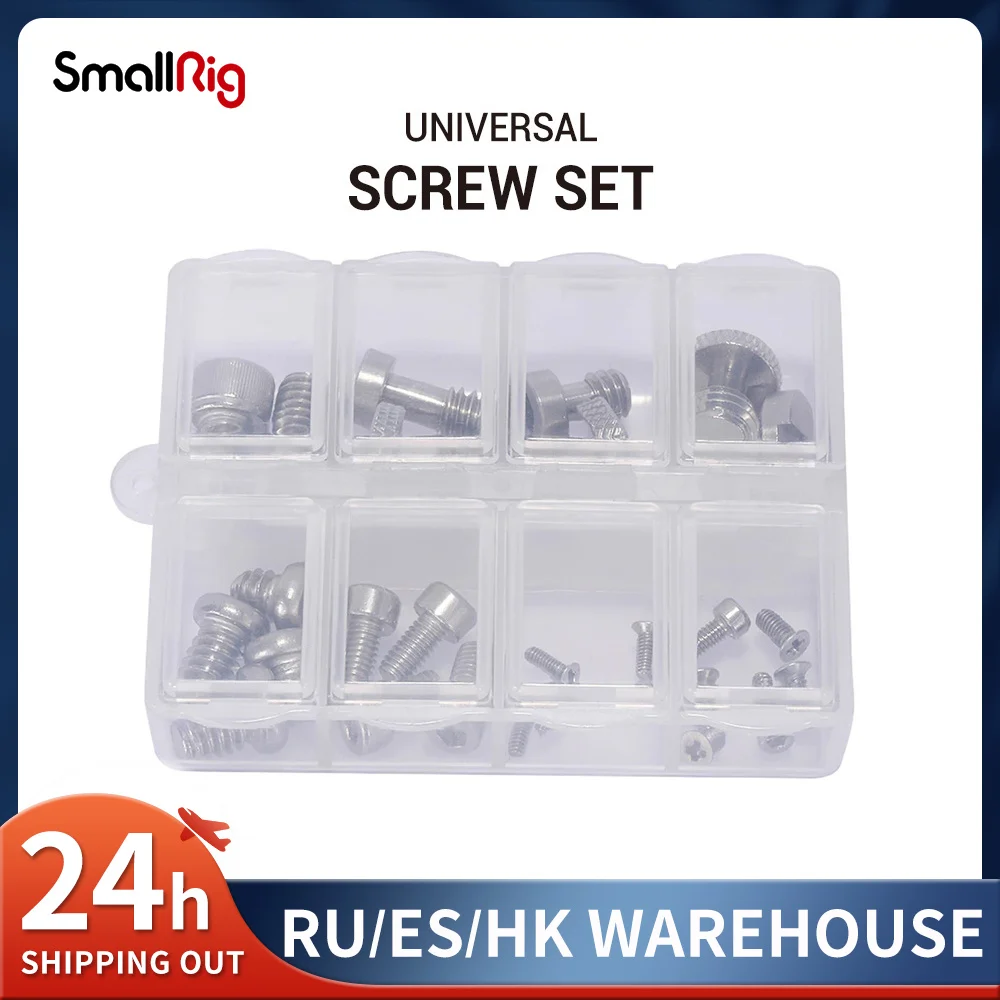 SmallRig Full Kit of 26 Screw Set Mounting Screws for Camera Cages, Handles, Plates Includes 1/4”, 3/8”, M2, M2.5, M3/M4 AAK2326