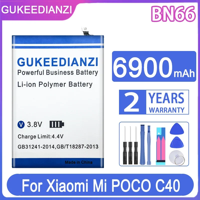 

Сменный аккумулятор GUKEEDIANZI BN66 BN 66 6900 мАч для Xiaomi Mi POCO C40 мобильный телефон