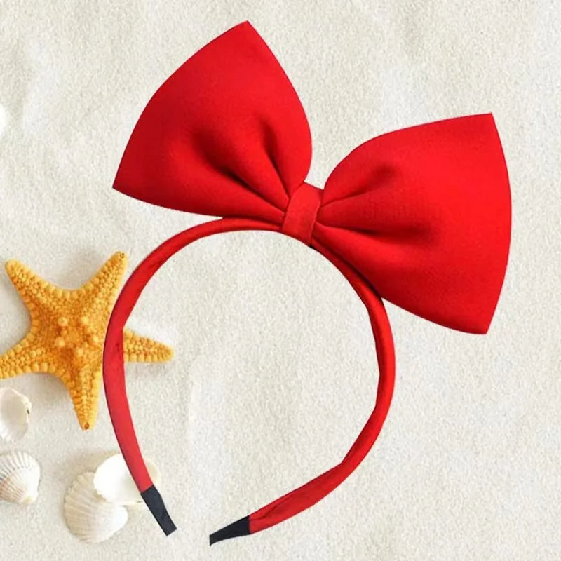 Festive Red Hair Bow Headband for Girls - Fabric Hair Accessory for Parties and Celebrations