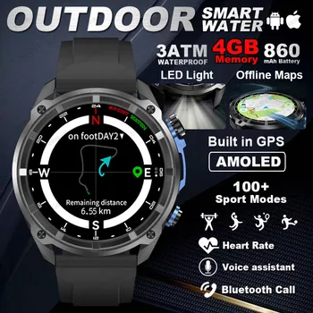 2025 Nuovo Militare GPS Astuto Orologi Da Uomo 1.43 "HD AMOLED Schermo Incorporato GNSS Bussola Impermeabile Smartwatch Esterno Per Xiaomi