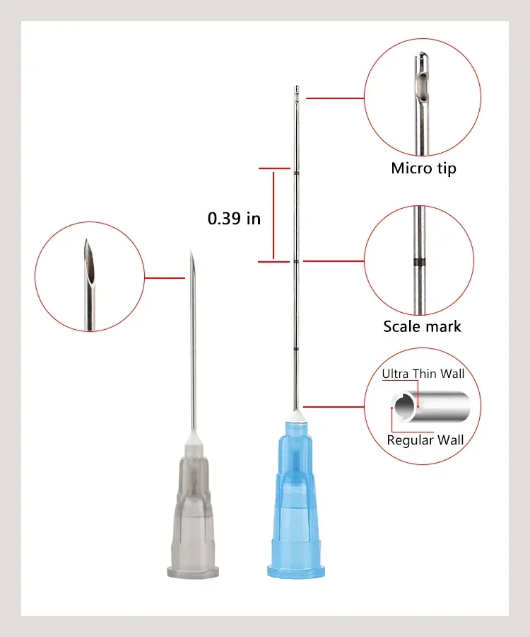 50pcs Blunt Cannula For Filler Injection14G/18Gmm 18G21G22G23G25G27G30G Facial Filling Slight Blunt Needle accesorios