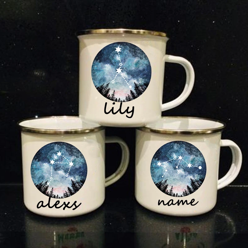 

Двенадцать созвездий печать имени на заказ креативная Женская дорожная чашка для чая с молоком искусственные персонализированные подарки ручной работы
