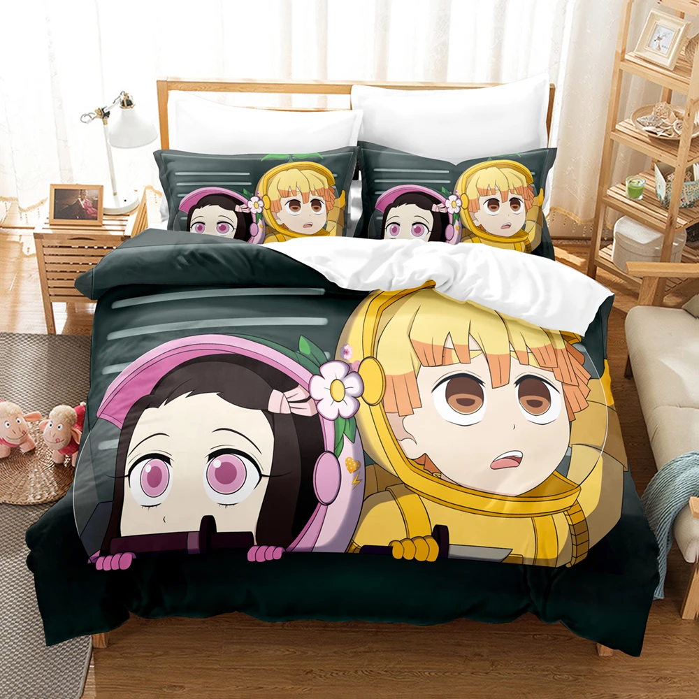 Conjunto de cama caçador de demônios 3D anime jogo de cama para cama de  casal queen size - 1 capa de edredom + 1/2 capa de almofada - Conjuntos de  capa de