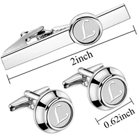 HAWSON 2 Inch Personalized Initial A-Z Cufflinks and Tie Clip Set for Men Silver Plated Shirt Accessories Business Gift Jewelry 3