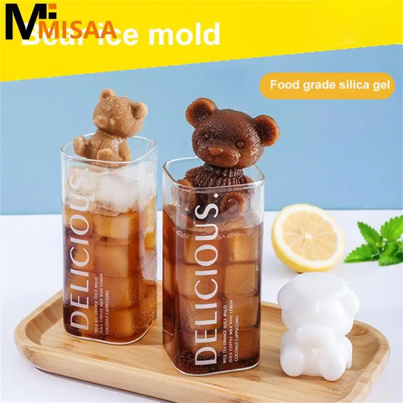 3D Ice Maker Little Teddy Bear Shape Chocolate Cake Mould Tray Ice Cream Whiskey Wine Cocktail Silicone Mold Kitchen Supplies