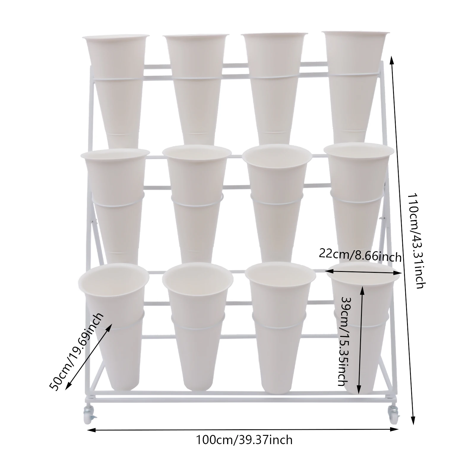 3 Layers Metal Plant Stand with Wheels Modern Plant Shelf  Flower Bucket Indoor Outdoor Flower Display Stand Flower Rack 6