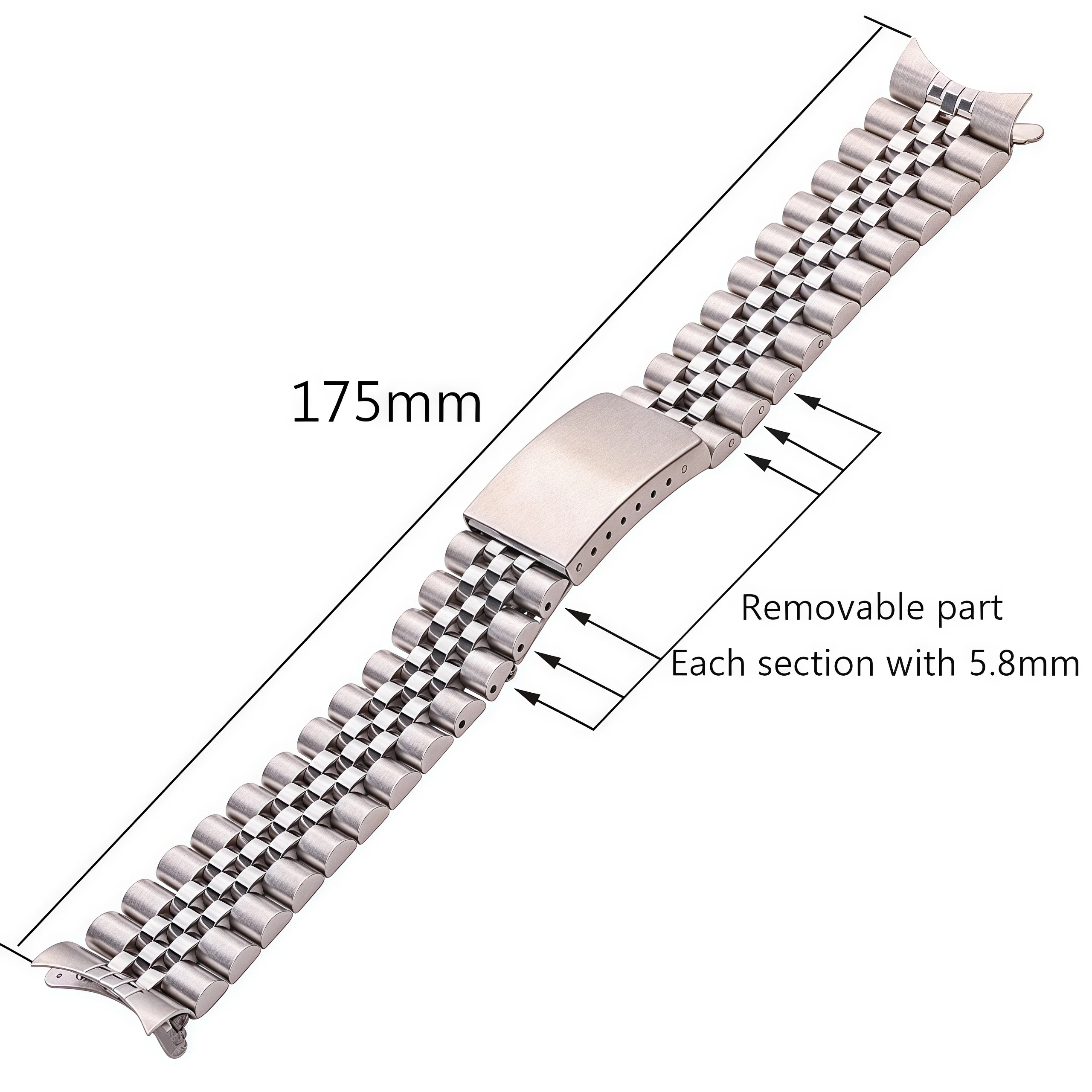 Overhil1s Cinturino per Orologio, Cinturino in Acciaio Inossidabile con estremità Curva 18mm 20mm 22mm 24mm Cinturini in Argento Nero da Uomo Impermeabili
