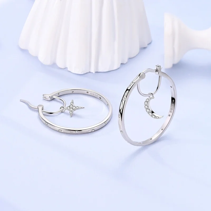 Neue Original 925 Sterling Silber Schatz Bogen Ohrringe Runde Donut Zirkon Krabbe Ozean Ohrringe für Frauen Mädchen Edlen Schmuck – Detail 17