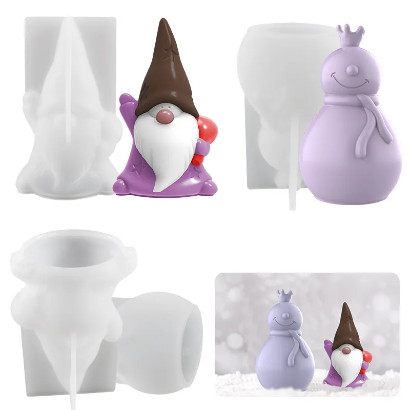 New DIY Crystal Epoxy Mold Santa Claus Snowman Candle Silicone Molds Soap Christmas Tree Candle Making Set Home Decoration Gifts