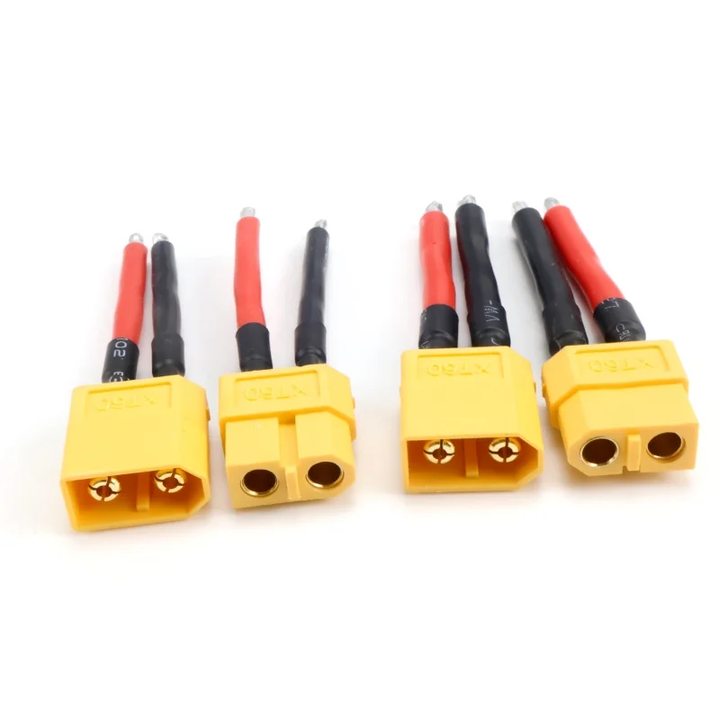 2 쌍/4 PCS XT60 플러그 암수 커넥터(12/14AWG 실리콘 와이어 포함) RC 리포 배터리 케이블 드론용