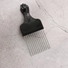 Professional Wide Teeth Fist Shape Black Handle Afro Pick Hair Comb Metal Salon Comb 2
