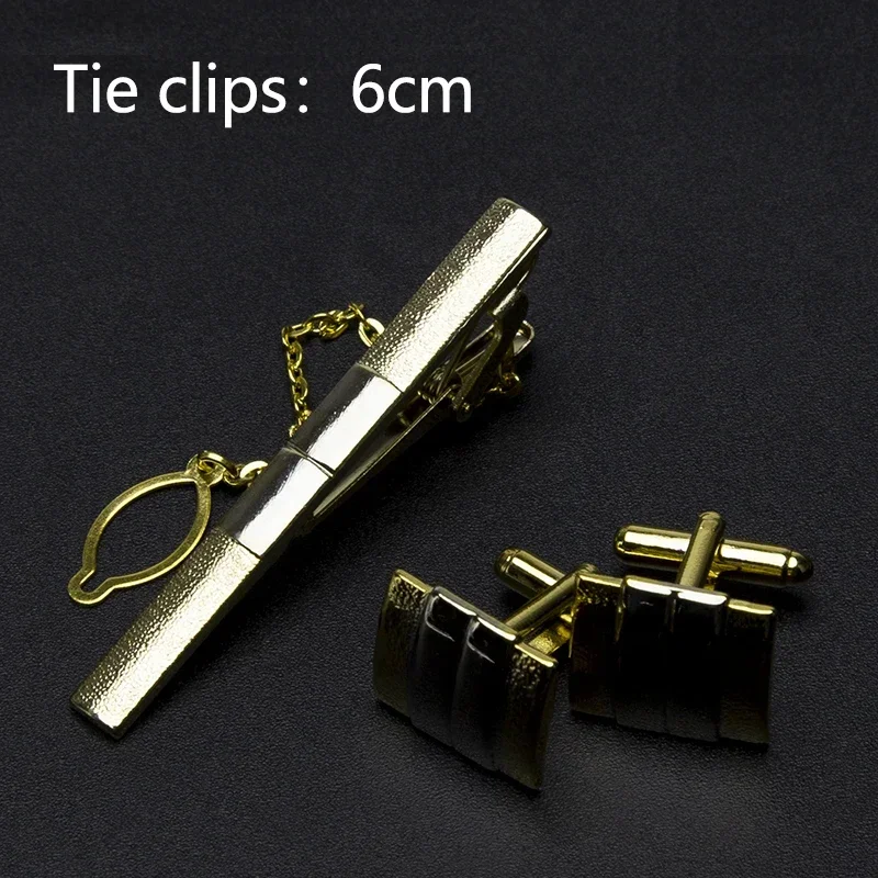 Men's Classic Tie Clips Cufflinks Set Luxury Tie Pin Accessories Shirts Cuff Tie Clips Fashion Cufflink for Men Gifts Jewelry