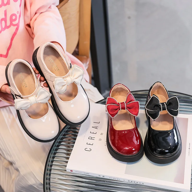 

Girls Lolita Shoes Princes Breathable Leather Shoes Kids Bowknot Party Dress Mary Janes Children Thick Non-slip Shoes Footwear