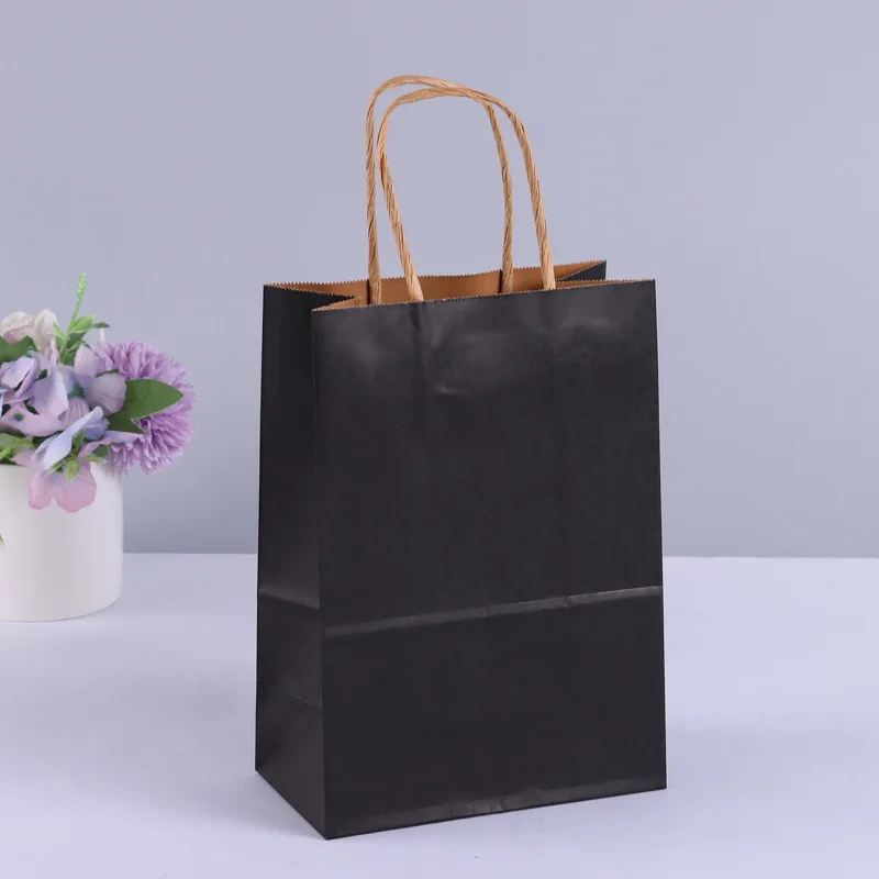 10 bolsas de regalo de papel Kraft con asas para compras, manualidades, bolsas marrones y blancas, bolsas de bricolaje, suministros para fiestas y Navidad