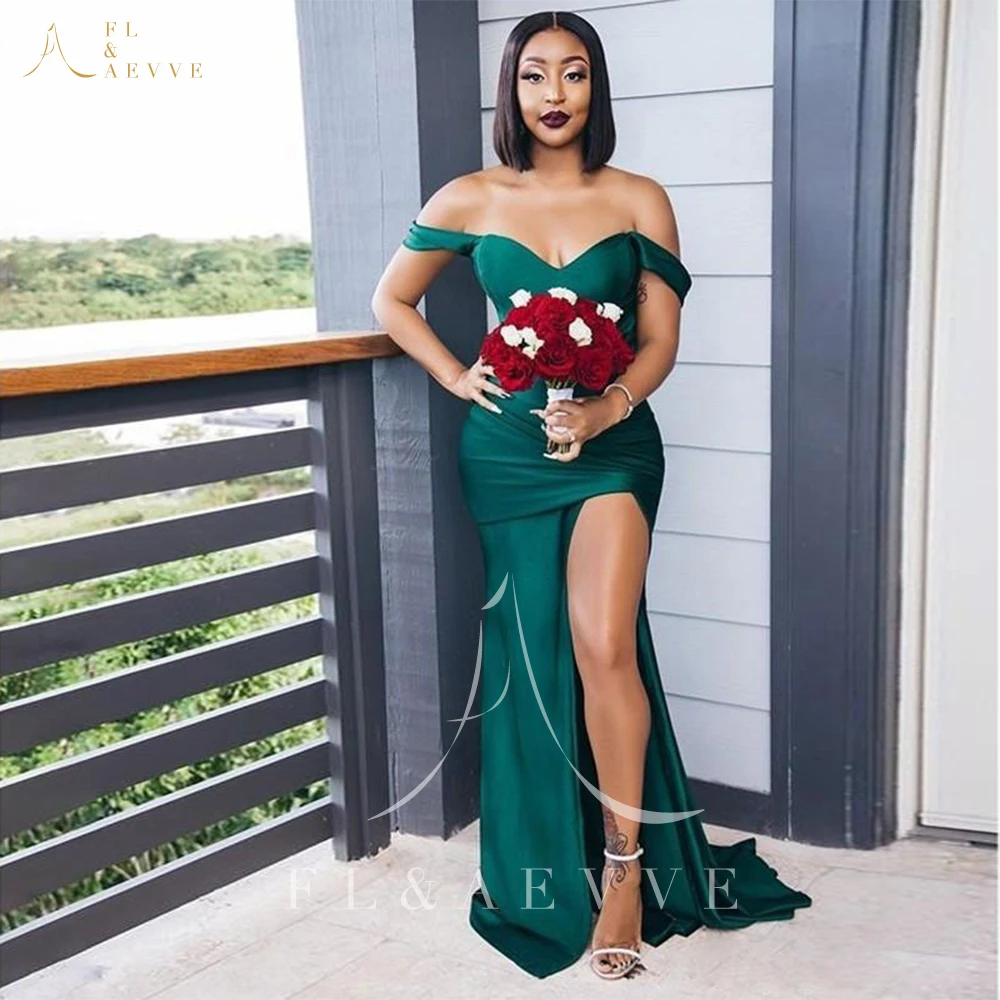 Hombros Descubiertos Vestidos De Graduacion Color Verde Esmeralda