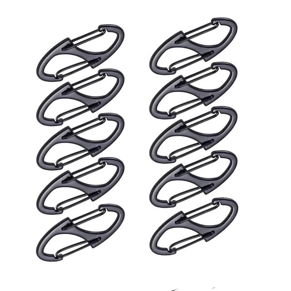 10-Pack Black Dual-Opening Safety Zipper Pull Clips - Anti-Theft Deterrent