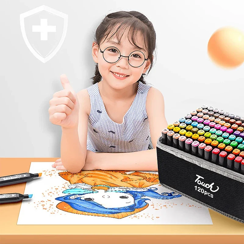 Markers Pens Set 168 Colors Double Head Brush Drawing Highlighter Aesthetic Professional Manga School Art Supplies Stationery marker pens color marker pens marker pen art marker pens art markers manga markers manga marker pen highlighter pen set drawing pen