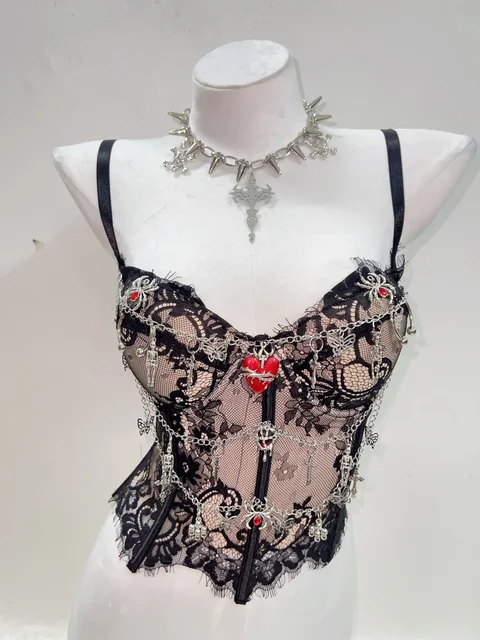 Lace And Metal Chain Top 6