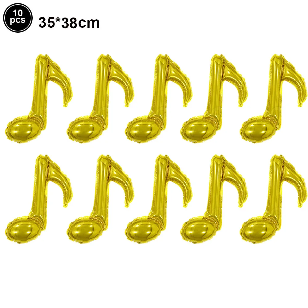 10 Pcs Mini Black Gold Pink Music Note Balloons - Small Foil Balloons for Celebrations and Decor