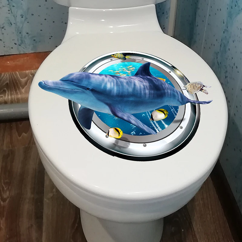 Sea Life Sea Turtle Toilet Lid Sticker Window Wall Stickers Refrigerator Bathroom Home Decoration Mural Art Animal Decal