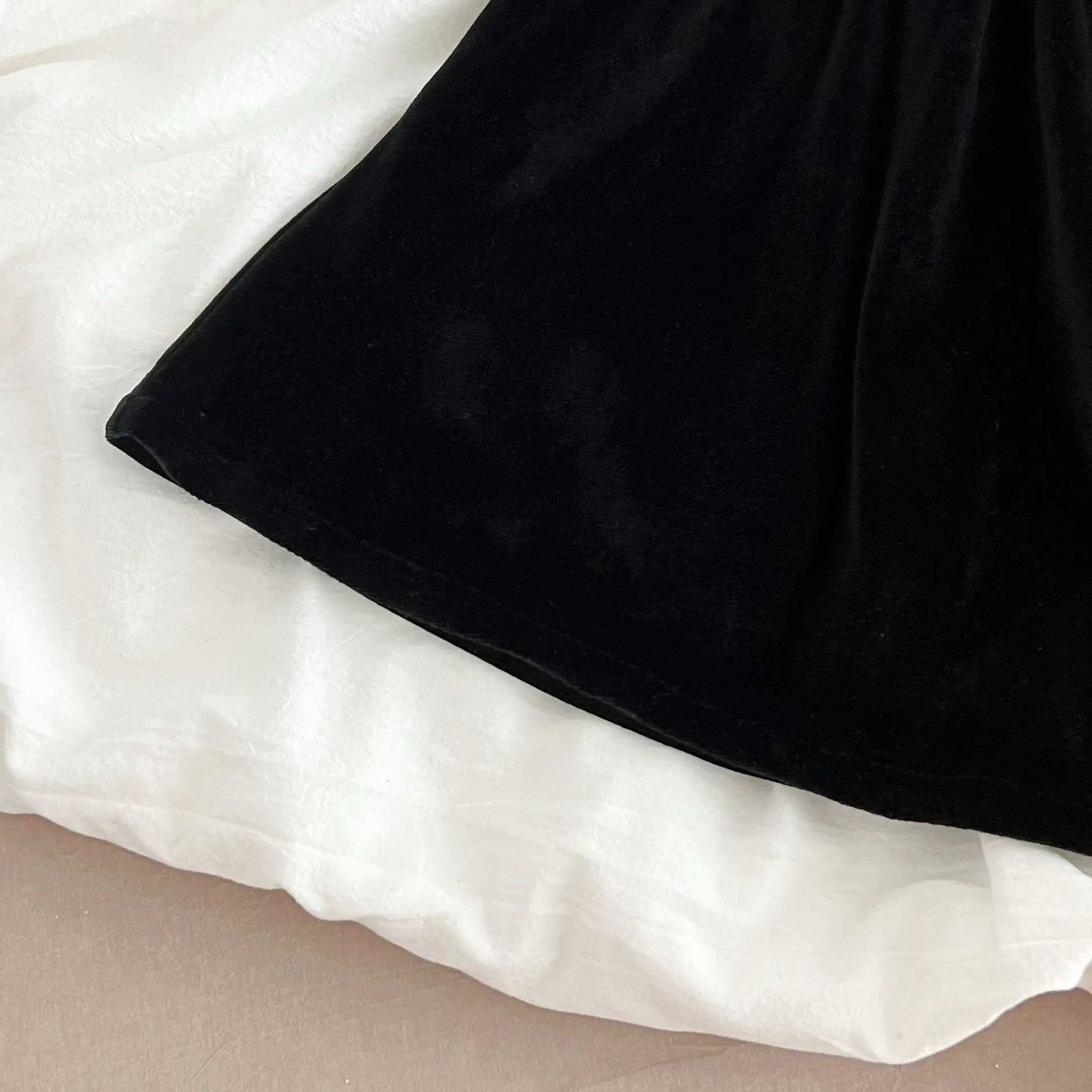 Kind Mädchen Zwei Stil Kleid Elegante Burgund Samt Outfits Spitze Peter Pan Kragen Spitze Getrimmt Manschetten Kinder Rock Baby Strampler – Detail 40