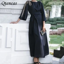 Ramadan Muslim Hijab Kleid Abaya Dubai Türkei Maxi Satin Kleider Für Frauen Eid Mubarak Islam Kleidung Kaftan Robe Longue Femme