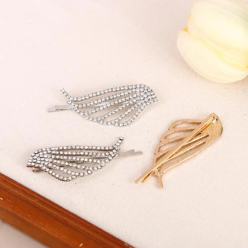 【YY26】1/2 Stück Modische Glänzende Engelsflügel-Haarspangen Strass-Metall-Haarklammern Damen-Haarschmuck – Detail 5