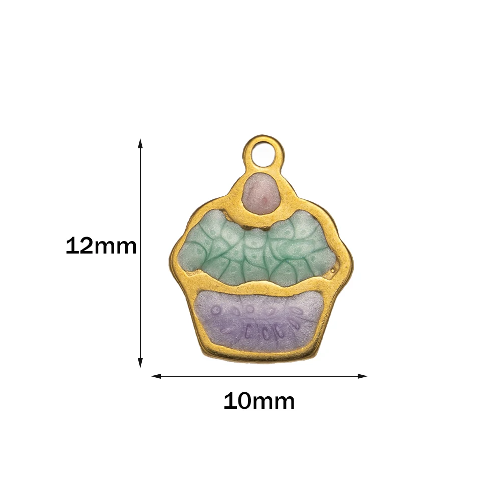 20 Stück Edelstahl Emaille Kuchen Kleiner Charm Vergoldet DIY Halskette Armband Ohrringe Schmuck Handgefertigtes Material Zubehör – Detail 3