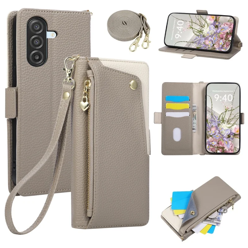 Crossbody Leather Wallet Phone Case with Card Holder Slots