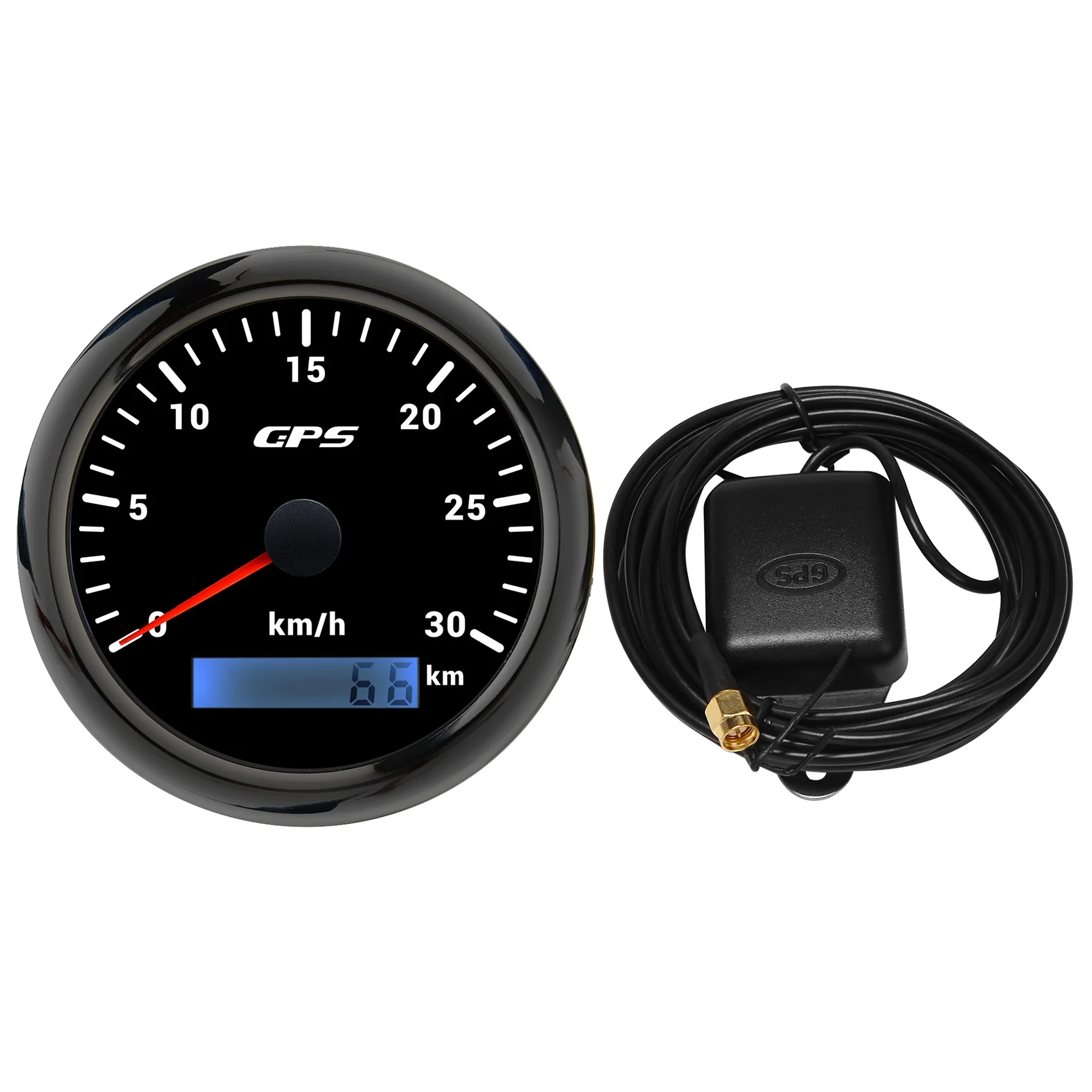 

85MM GPS Marine Speedometer 0-30KM/H Tachometer with 7-Color Backlight Odometer for Boats Yachts