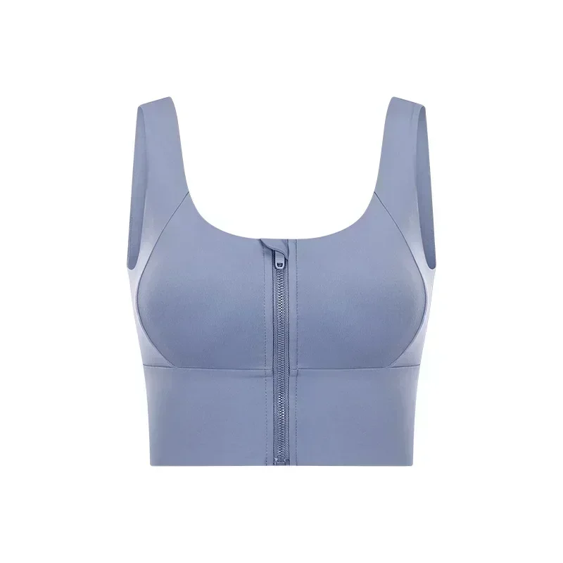Lemon Women's Sports underwear With Chest Pad Shock-proof Running Fitness Training Front Zipper Bra Yoga Wear Sports Bra
