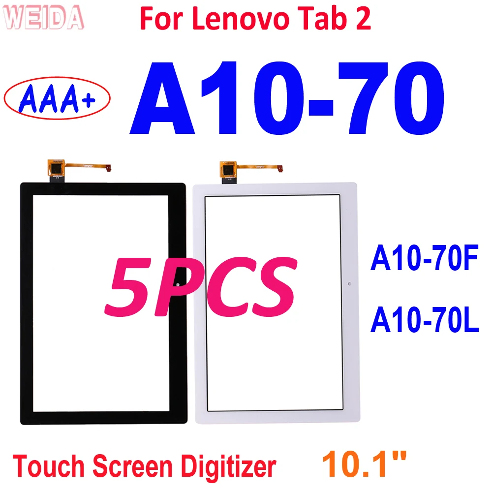 

5PCS AAA+ 10.1" For Lenovo Tab 2 A10-70 A10-70F A10-70L Touch Screen Digitizer Panel Sensor Outer Glass Tablet PC Replacement