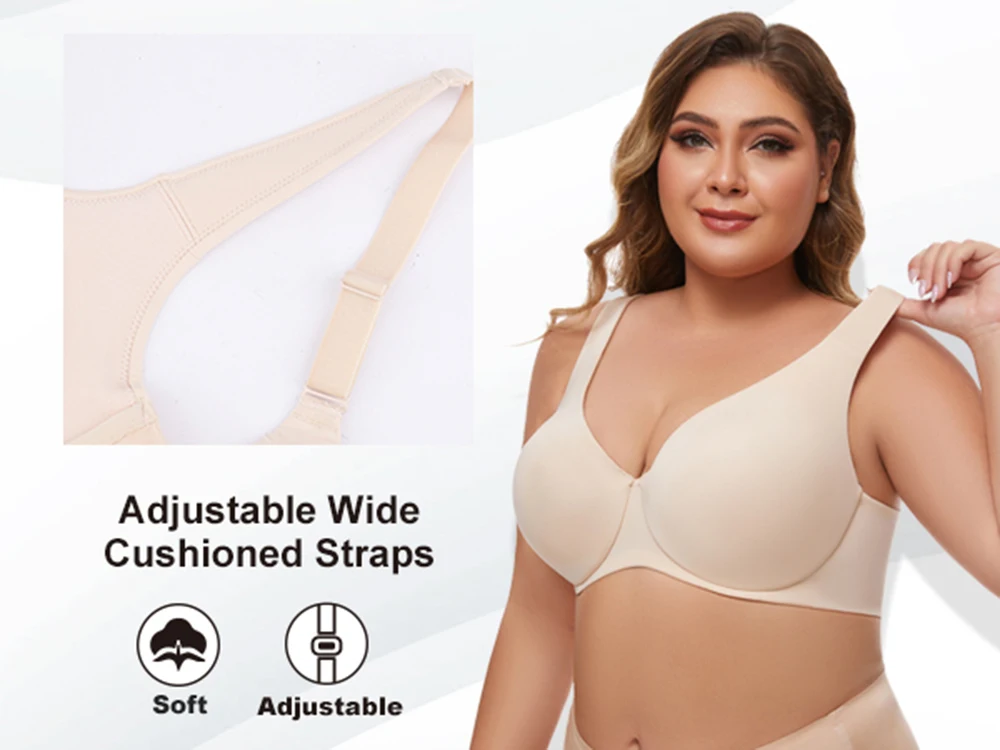 Plus Size Underwire Minimizer Bra - Seamless Full Coverage Comfort