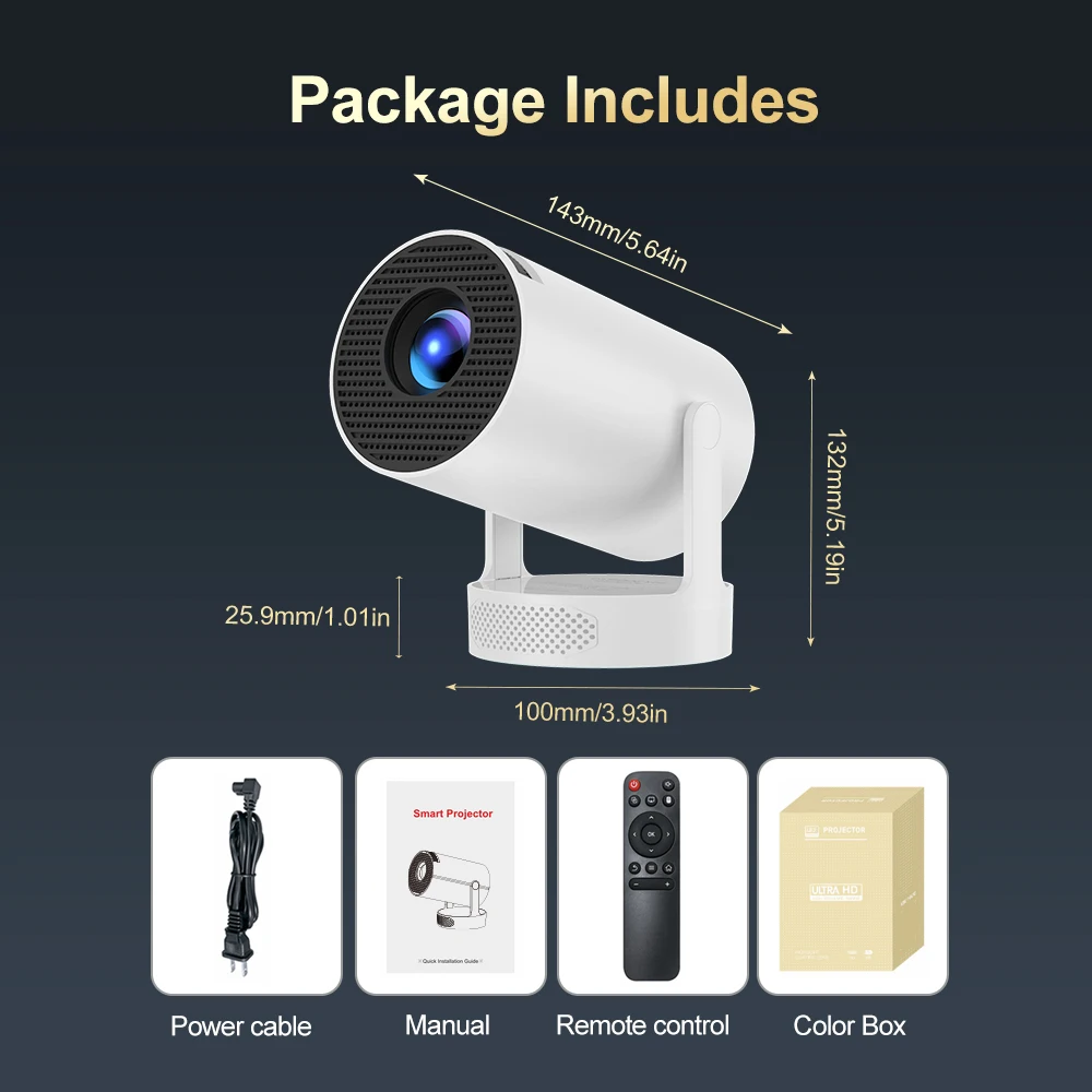 Projector HY300 PRO HiFi 4K Android 11 Wifi6 280ANSI Outdoor Portable Mini Projetor H713 BT5.0 1080P 1280*720P Cinema Projetors