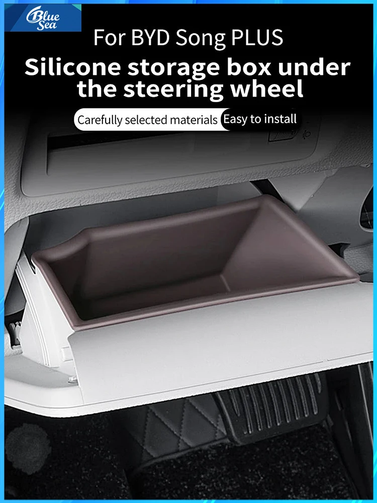 For Byd Song Plus Seal U Dmi Ev 2020-2025 Steering Wheel Front Storage Box Multifunctional Silicone Waterproof Protective Case