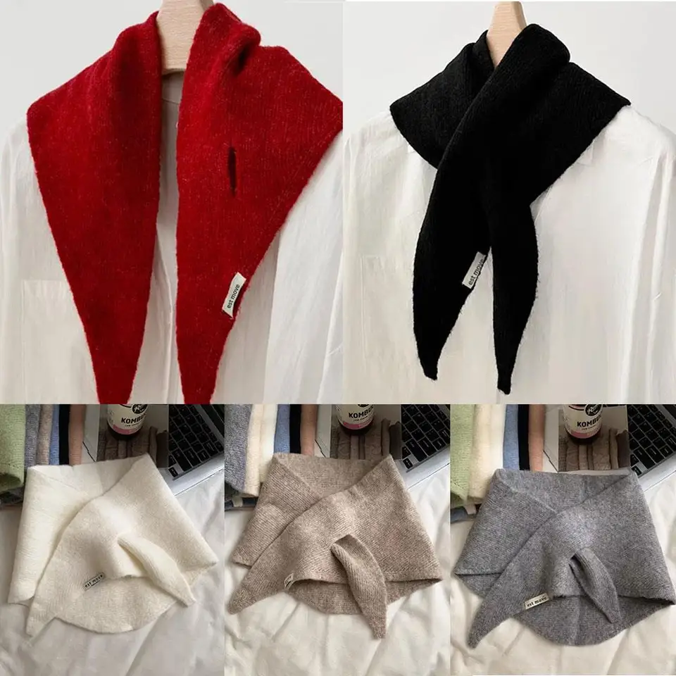 Bufanda Triangular De Punto Para Mujer Y Niña, Multicolor, Cálida Y Suave, Ideal Para Otoño E Invierno