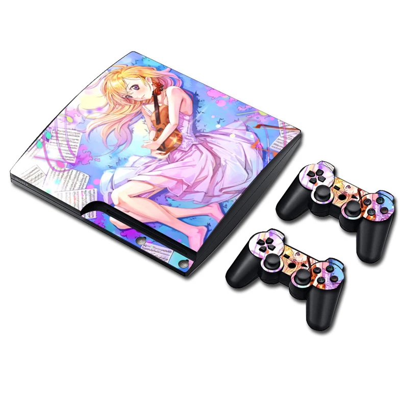 Anime Girls Vinyl Decal Skin/stickers Wrap for PS3 Slim Console and 2 Controllers-Blue skull TN-P3Slim-5187